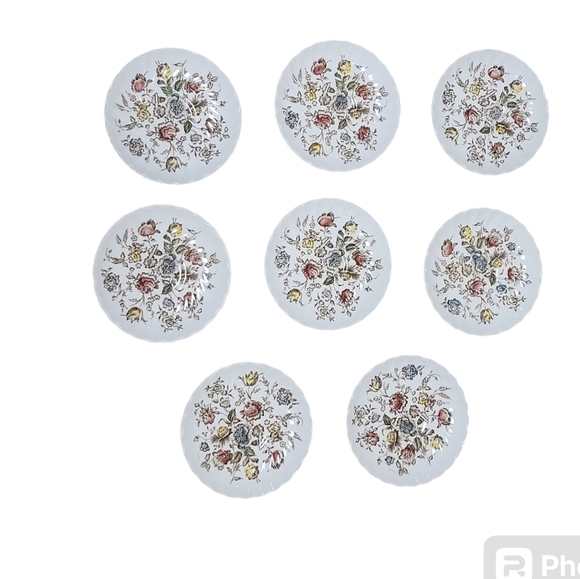 Johnson bros Staffordshire bouquet set of 8 saucers - Picture 1 of 10